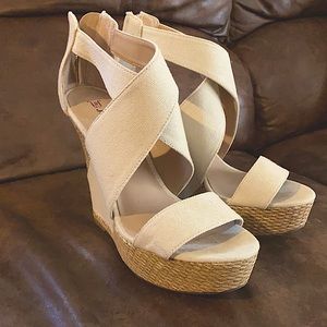 Just Fab White wedges